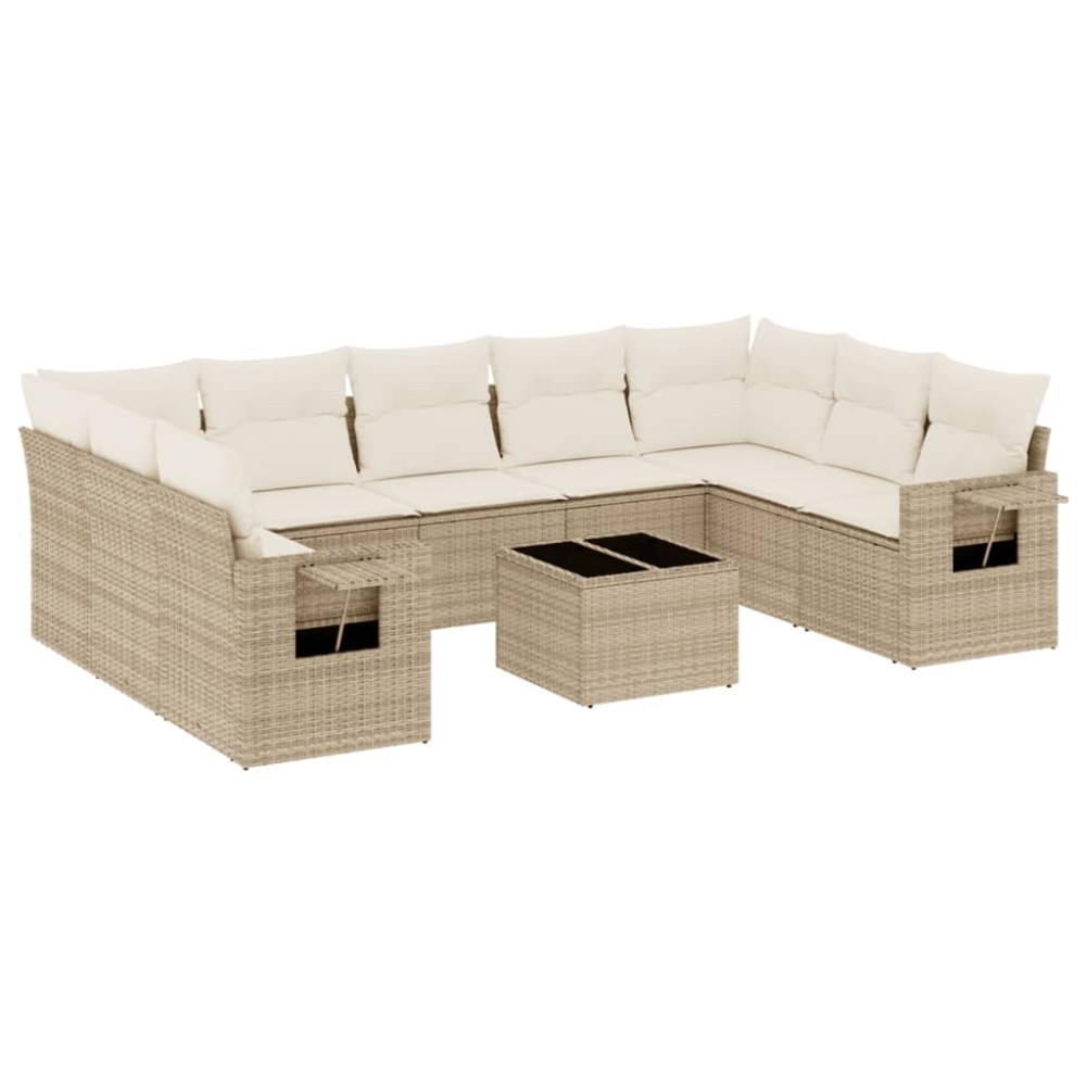 vidaXL Set canapele de grădină cu perne, 10 piese, bej, poliratan