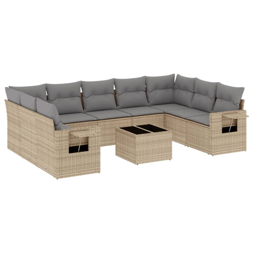 vidaXL Set canapele de grădină cu perne, 10 piese, bej, poliratan