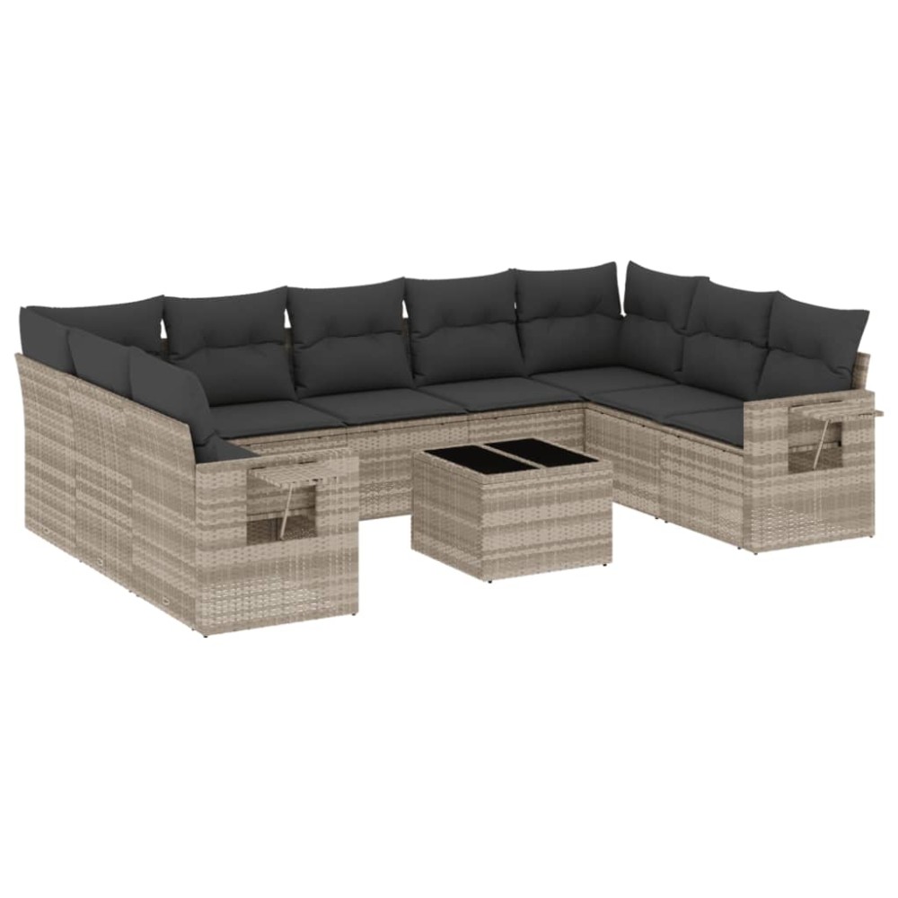 vidaXL Set canapele de grădină cu perne 10 piese gri deschis poliratan