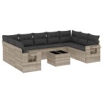 vidaXL Set canapele de grădină cu perne 10 piese gri deschis poliratan vidaXL Set canapele de grădină cu perne 10 piese gri deschis poliratan