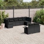 vidaXL Set mobilier de grădină cu perne, 9 piese, negru, poliratan vidaXL Set mobilier de grădină cu perne, 9 piese, negru, poliratan