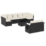 vidaXL Set canapele de grădină cu perne, 10 piese, negru, poliratan vidaXL Set canapele de grădină cu perne, 10 piese, negru, poliratan
