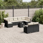 vidaXL Set canapele de grădină cu perne, 10 piese, negru, poliratan vidaXL Set canapele de grădină cu perne, 10 piese, negru, poliratan