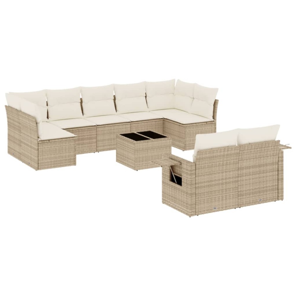 vidaXL Set canapele de grădină cu perne, 10 piese, bej, poliratan