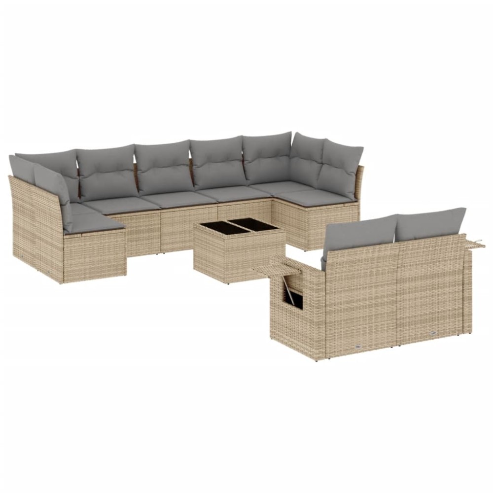vidaXL Set canapele de grădină cu perne, 10 piese, bej, poliratan