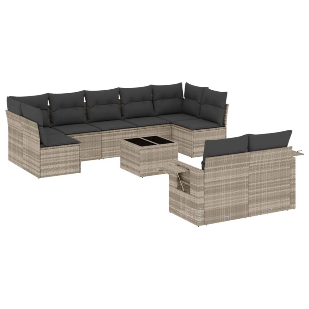 vidaXL Set canapele de grădină cu perne 10 piese gri deschis poliratan