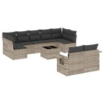 vidaXL Set canapele de grădină cu perne 10 piese gri deschis poliratan vidaXL Set canapele de grădină cu perne 10 piese gri deschis poliratan
