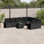 vidaXL Set canapele de grădină cu perne, 10 piese, negru, poliratan vidaXL Set canapele de grădină cu perne, 10 piese, negru, poliratan
