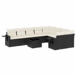 vidaXL Set canapele de grădină cu perne, 10 piese, negru, poliratan vidaXL Set canapele de grădină cu perne, 10 piese, negru, poliratan