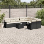vidaXL Set canapele de grădină cu perne, 10 piese, negru, poliratan vidaXL Set canapele de grădină cu perne, 10 piese, negru, poliratan