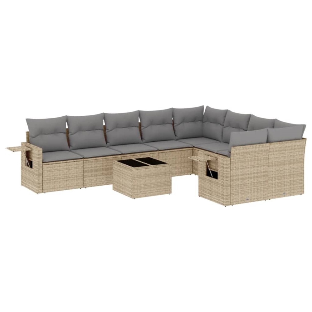vidaXL Set canapele de grădină cu perne, 10 piese, bej, poliratan