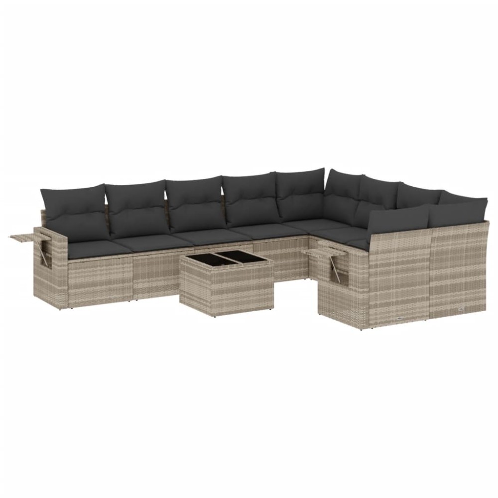 vidaXL Set canapele de grădină cu perne 10 piese gri deschis poliratan