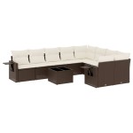 vidaXL Set canapele de grădină cu perne, 10 piese, maro, poliratan