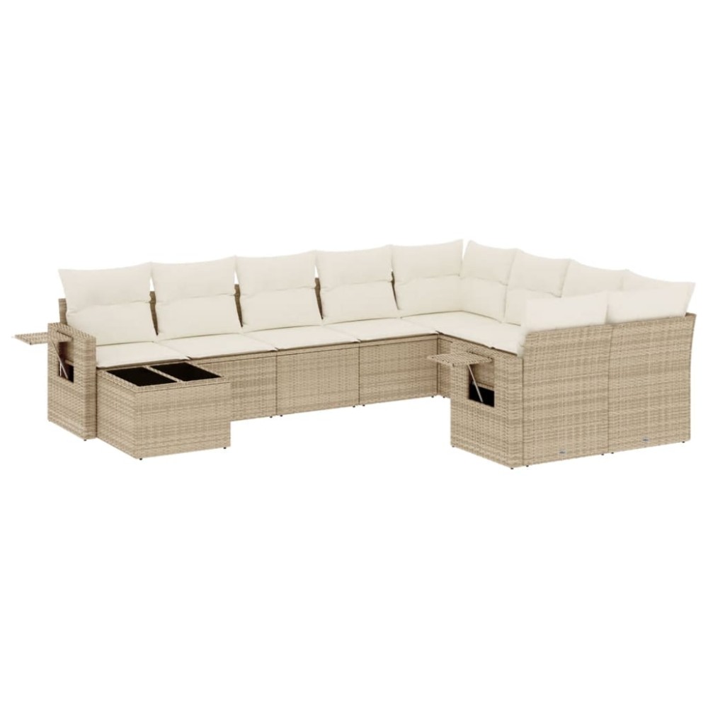 vidaXL Set canapele de grădină cu perne, 10 piese, bej, poliratan