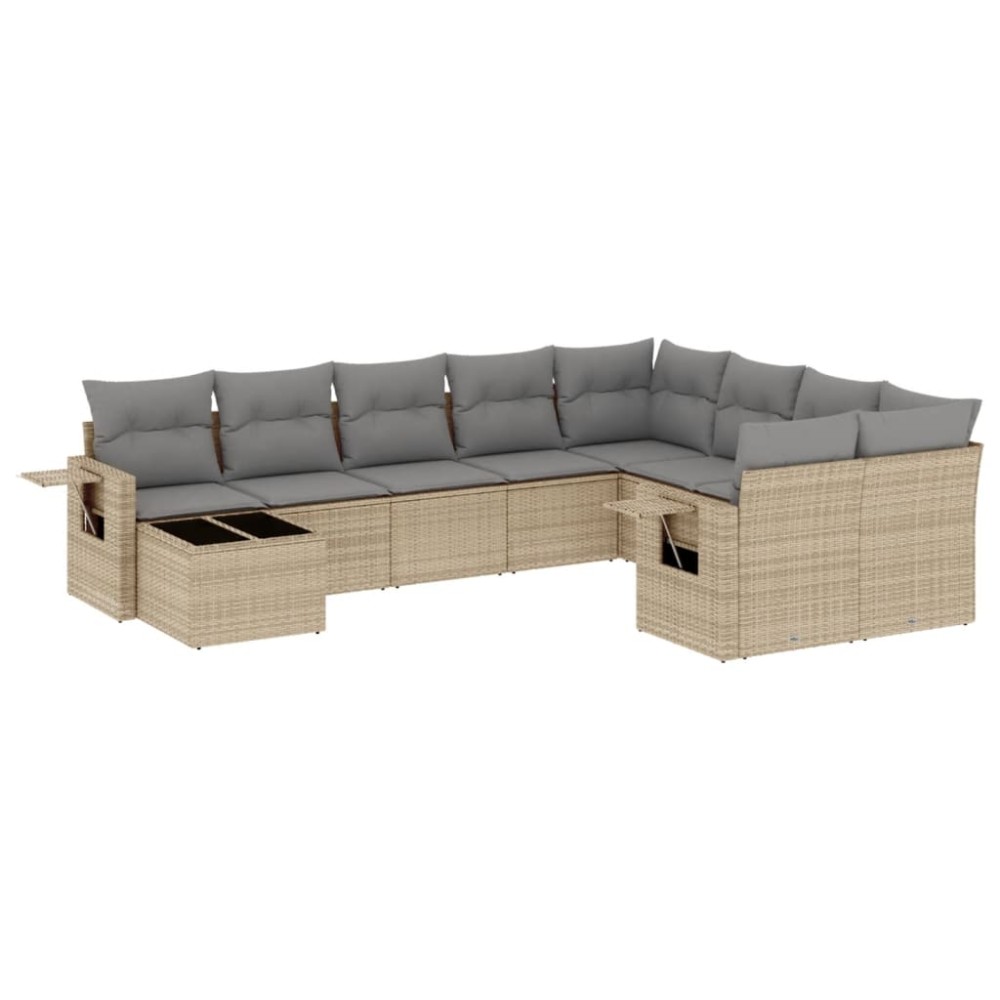 vidaXL Set canapele de grădină cu perne, 10 piese, bej, poliratan