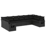 vidaXL Set canapele de grădină cu perne, 10 piese, negru, poliratan vidaXL Set canapele de grădină cu perne, 10 piese, negru, poliratan