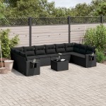 vidaXL Set canapele de grădină cu perne, 11 piese, negru, poliratan vidaXL Set canapele de grădină cu perne, 11 piese, negru, poliratan