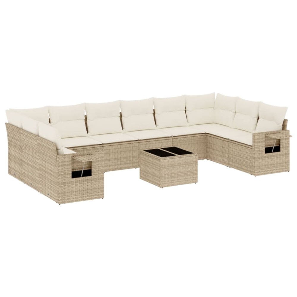 vidaXL Set canapele de grădină cu perne, 11 piese, bej, poliratan