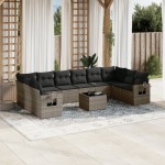 vidaXL Set canapele de grădină cu perne, 11 piese, gri, poliratan vidaXL Set canapele de grădină cu perne, 11 piese, gri, poliratan