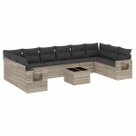 vidaXL Set canapele de grădină cu perne, 11 piese, gri, poliratan vidaXL Set canapele de grădină cu perne, 11 piese, gri, poliratan