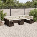 vidaXL Set canapele de grădină cu perne, 11 piese, maro, poliratan vidaXL Set canapele de grădină cu perne, 11 piese, maro, poliratan