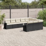 vidaXL Set canapele de grădină cu perne, 10 piese, negru, poliratan vidaXL Set canapele de grădină cu perne, 10 piese, negru, poliratan