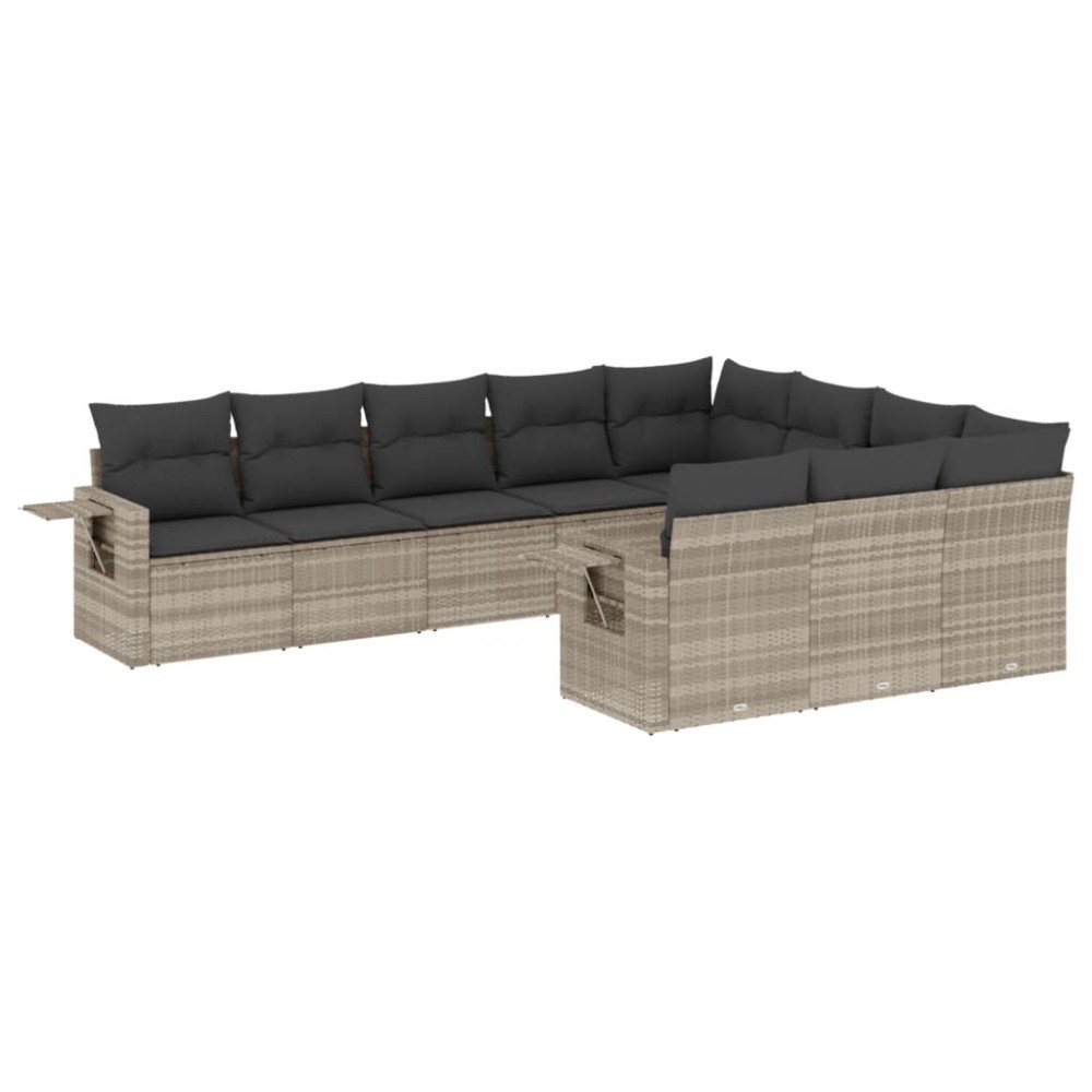 vidaXL Set canapele de grădină cu perne 10 piese gri deschis poliratan