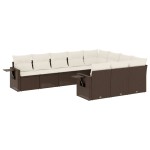 vidaXL Set canapele de grădină cu perne, 10 piese, maro, poliratan