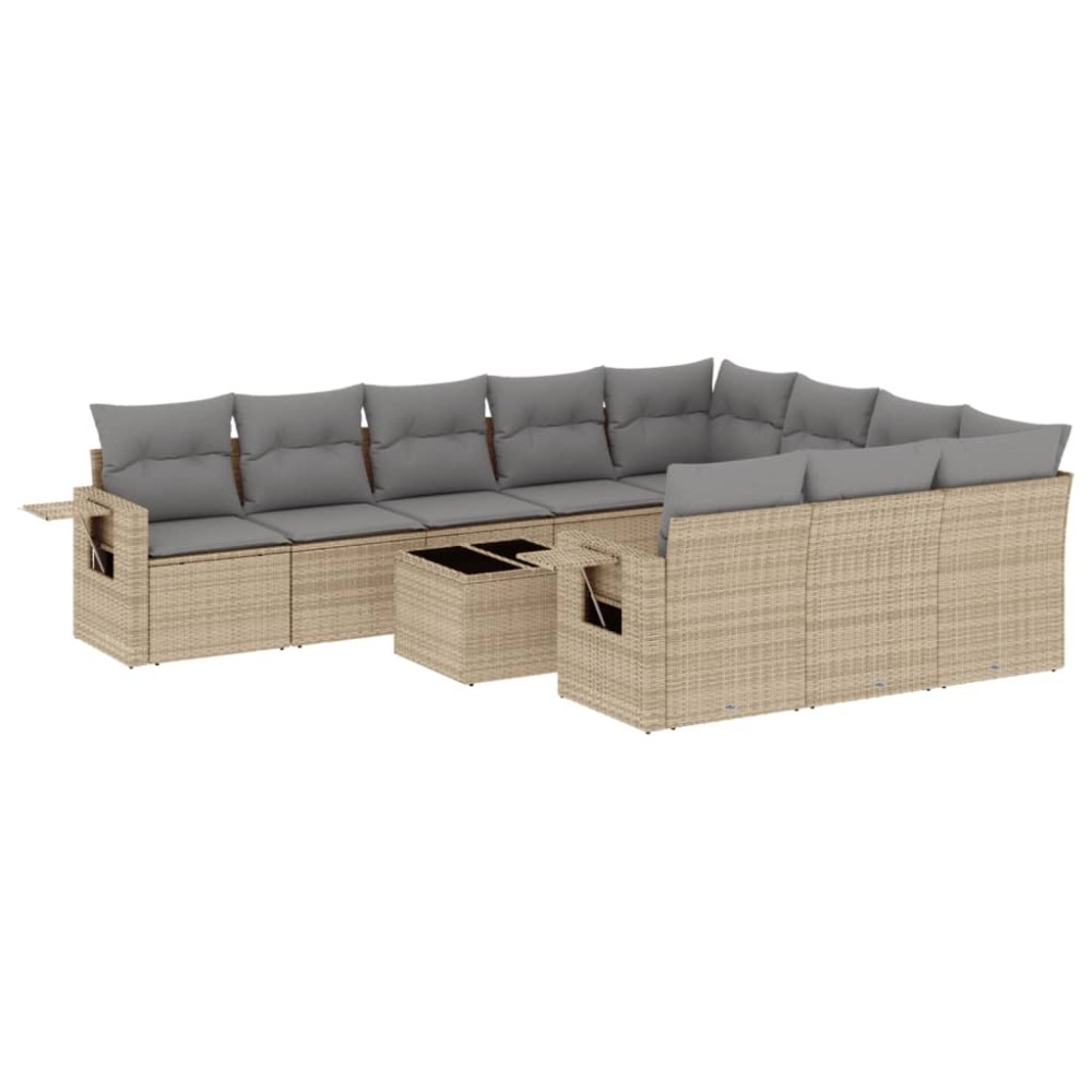 vidaXL Set canapele de grădină cu perne, 11 piese, bej, poliratan