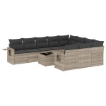 vidaXL Set canapele de grădină cu perne, 11 piese, gri, poliratan