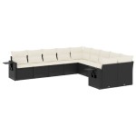 vidaXL Set canapele de grădină cu perne, 10 piese, negru, poliratan