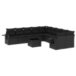 vidaXL Set canapele de grădină cu perne, 11 piese, negru, poliratan vidaXL Set canapele de grădină cu perne, 11 piese, negru, poliratan