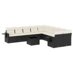 vidaXL Set canapele de grădină cu perne, 11 piese, negru, poliratan