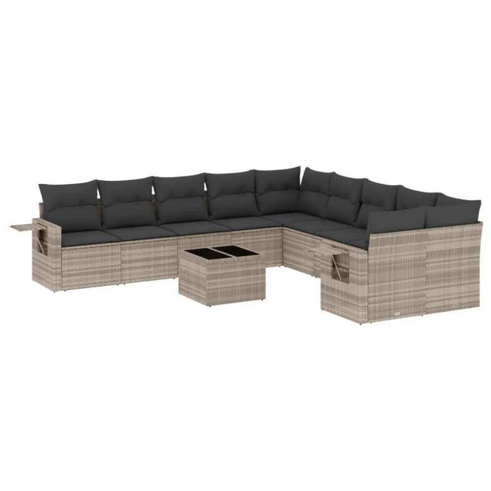 vidaXL Set canapele de grădină cu perne, 11 piese, gri, poliratan