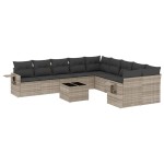 vidaXL Set canapele de grădină cu perne, 11 piese, gri, poliratan vidaXL Set canapele de grădină cu perne, 11 piese, gri, poliratan