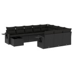 vidaXL Set canapele de grădină cu perne, 11 piese, negru, poliratan