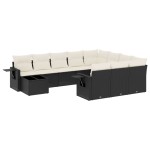 vidaXL Set canapele de grădină cu perne, 11 piese, negru, poliratan vidaXL Set canapele de grădină cu perne, 11 piese, negru, poliratan