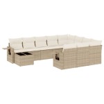 vidaXL Set canapele de grădină cu perne, 11 piese, bej, poliratan