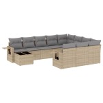vidaXL Set canapele de grădină cu perne, 11 piese, bej, poliratan
