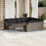 vidaXL Set canapele de grădină cu perne, 11 piese, gri, poliratan vidaXL Set canapele de grădină cu perne, 11 piese, gri, poliratan