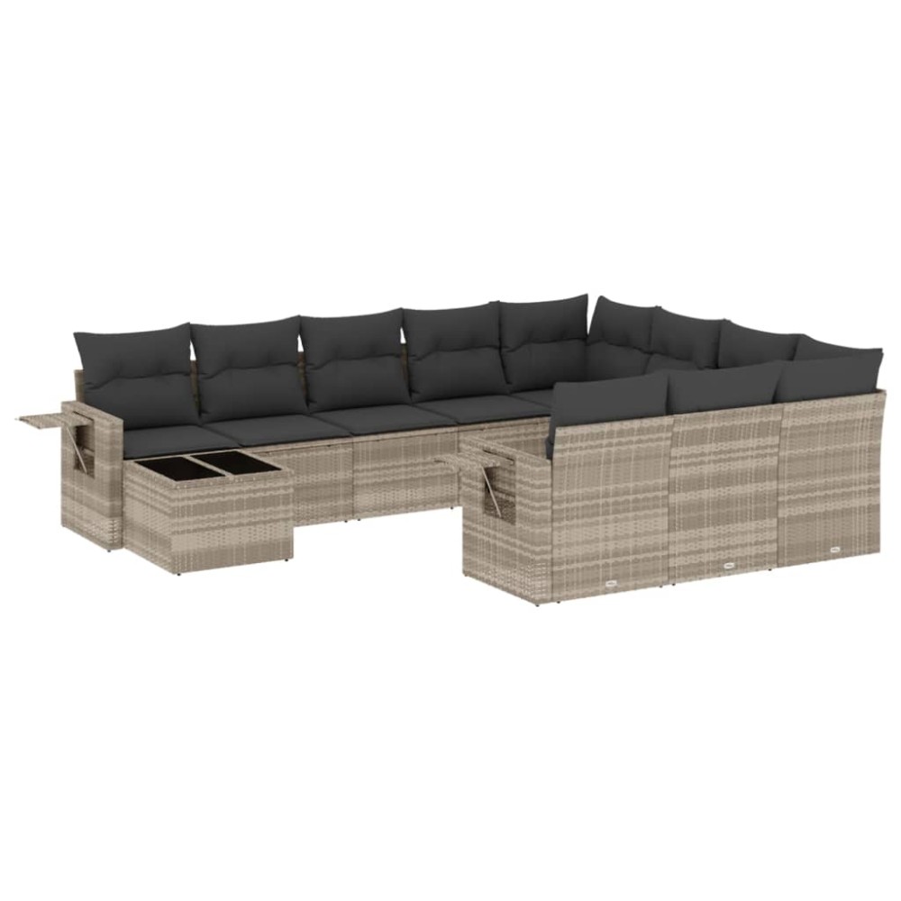 vidaXL Set canapele de grădină cu perne, 11 piese, gri, poliratan