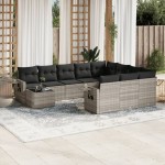 vidaXL Set canapele de grădină cu perne, 11 piese, gri, poliratan vidaXL Set canapele de grădină cu perne, 11 piese, gri, poliratan