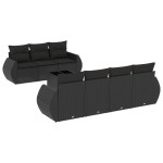 vidaXL Set mobilier de grădină cu perne, 8 piese, negru, poliratan vidaXL Set mobilier de grădină cu perne, 8 piese, negru, poliratan