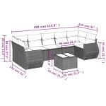 vidaXL Set mobilier de grădină cu perne, 8 piese, negru, poliratan
