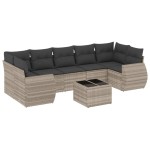 vidaXL Set mobilier de grădină cu perne, 8 piese gri deschis poliratan