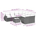 vidaXL Set mobilier de grădină cu perne, 9 piese, negru, poliratan