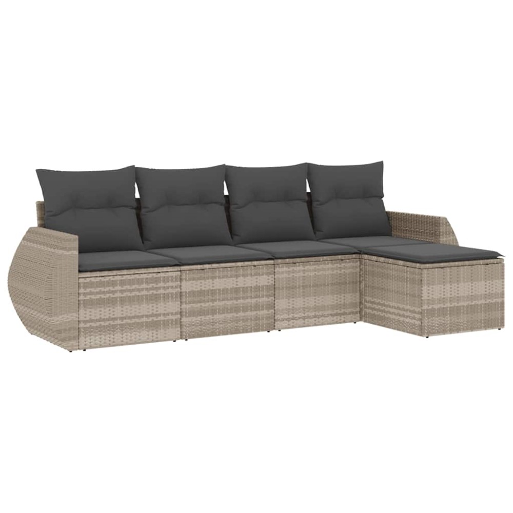 vidaXL Set canapele de grădină cu perne, 5 piese gri deschis poliratan