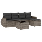 vidaXL Set mobilier grădină cu perne, 6 piese, gri, poliratan