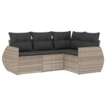 vidaXL Set canapea de grădină cu perne, 4 piese, gri deschis poliratan vidaXL Set canapea de grădină cu perne, 4 piese, gri deschis poliratan