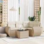 vidaXL Set canapele de grădină cu perne, 5 piese, bej, poliratan vidaXL Set canapele de grădină cu perne, 5 piese, bej, poliratan